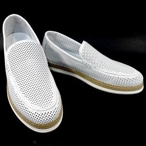 PRINCIPE DI BOLOGNA 🇮🇹 MEN'S WHITE SOFT LEAHER SUMMER FLAT LOAFERS